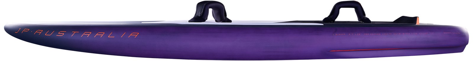 JP Australia X-Winger 2026 oldalnézeti wingfoil deszka lábpántokkal