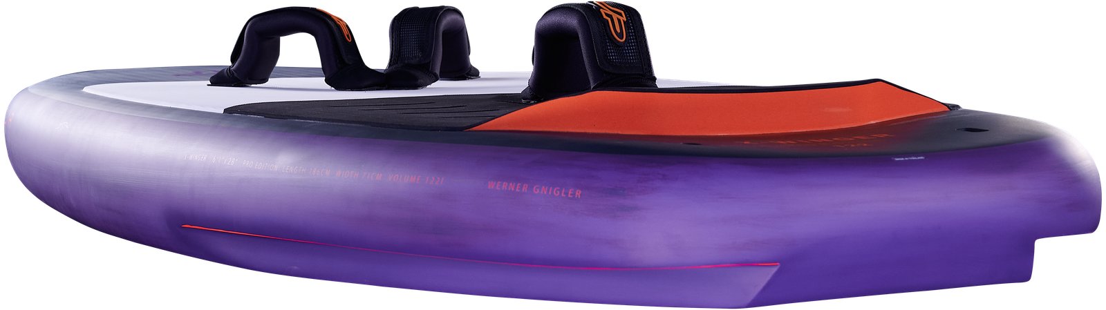 X-Winger 2026 kompakt wingfoil deszka lábpántokkal, lila színben