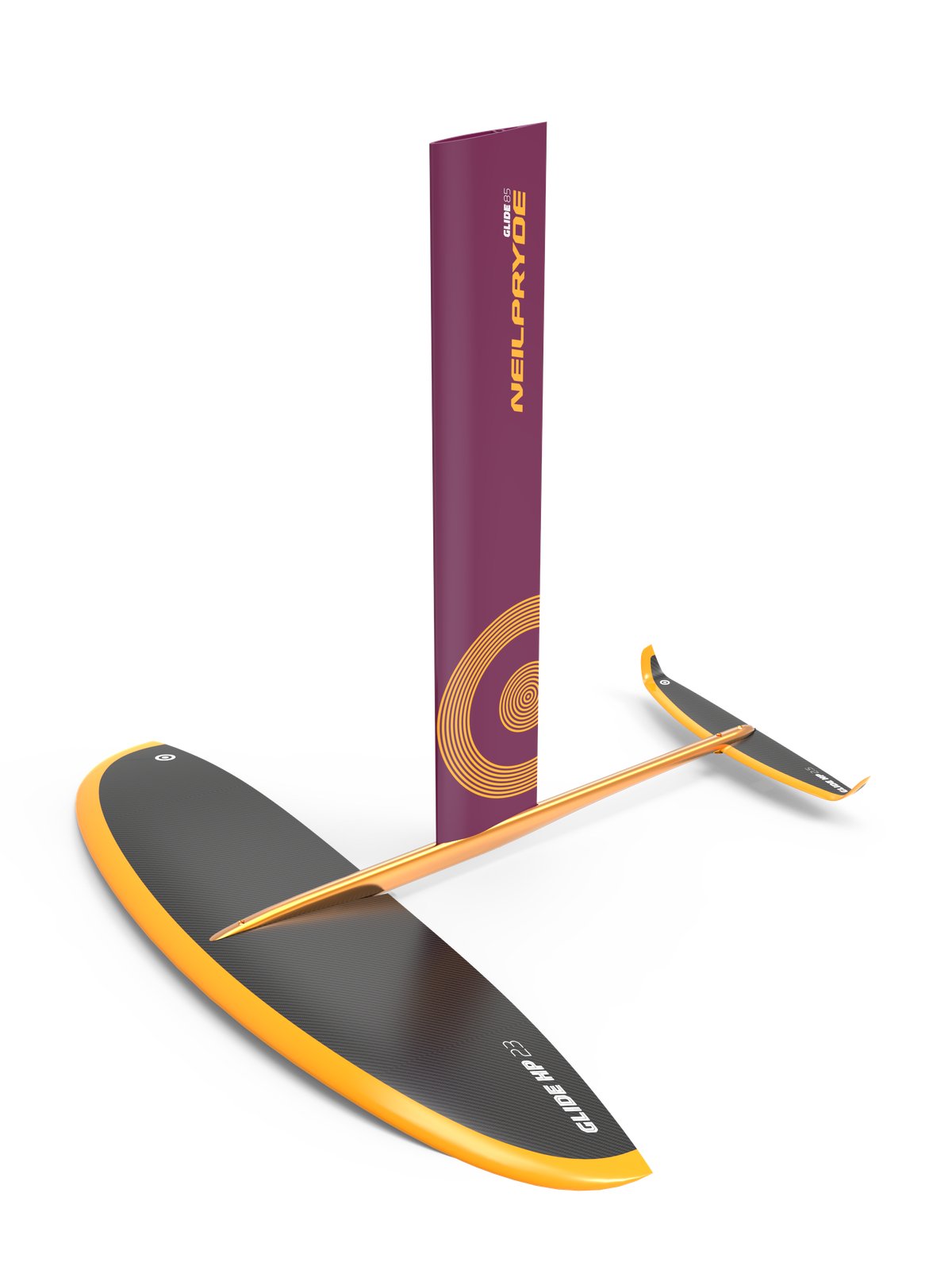 NeilPryde Glide Wind HP 2026 szett széllovas hydrofoil, fekete szárnyakkal és magenta színű árbóccal