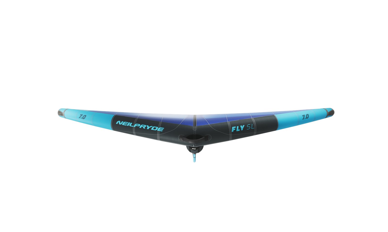 NeilPryde Fly SL 2025 light wind wingfoil szárny 7.0 négyzetméteres méretben, fekete-kék színkombinációban